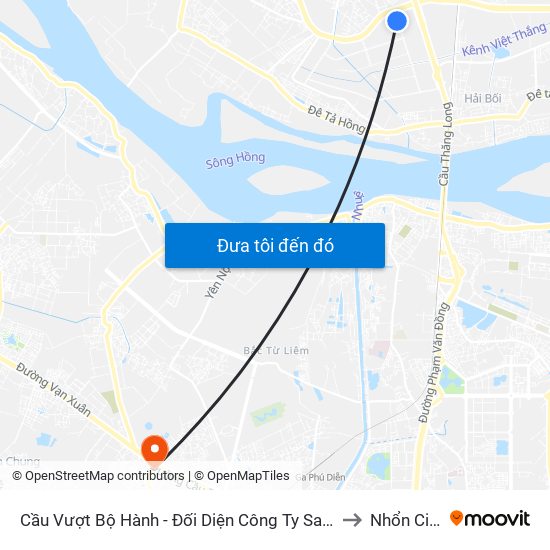 Cầu Vượt Bộ Hành - Đối Diện Công Ty Sato to Nhổn City map