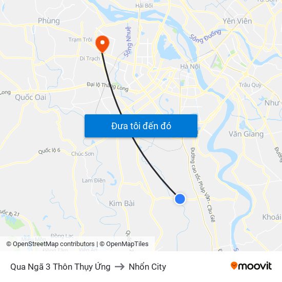 Qua Ngã 3 Thôn Thụy Ứng to Nhổn City map