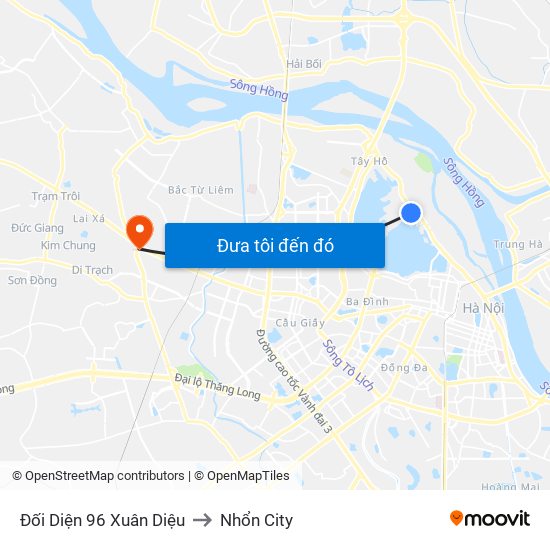 Đối Diện 96 Xuân Diệu to Nhổn City map