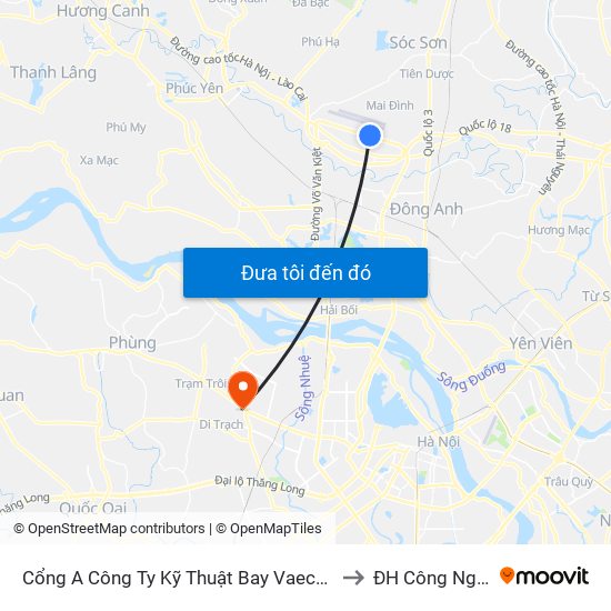 Cổng A Công Ty Kỹ Thuật Bay Vaeco Nội Bài to ĐH Công Nghiệp map