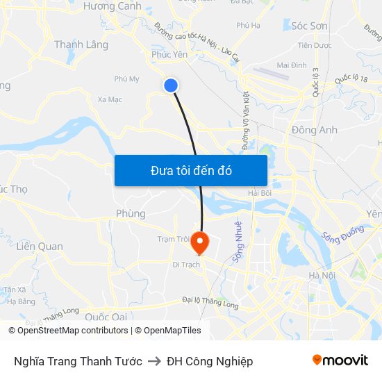 Nghĩa Trang Thanh Tước to ĐH Công Nghiệp map