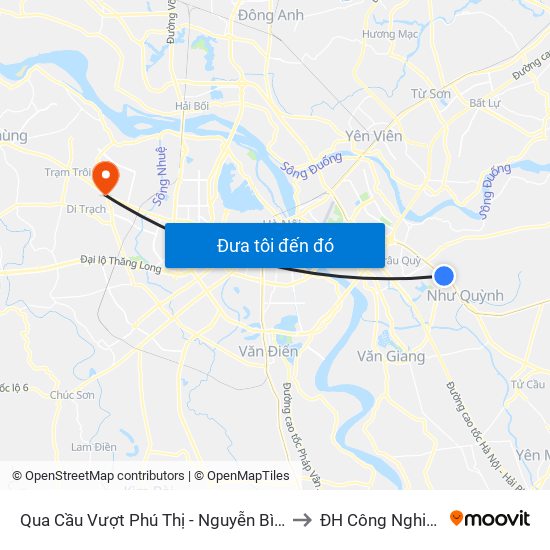 Qua Cầu Vượt Phú Thị - Nguyễn Bình to ĐH Công Nghiệp map