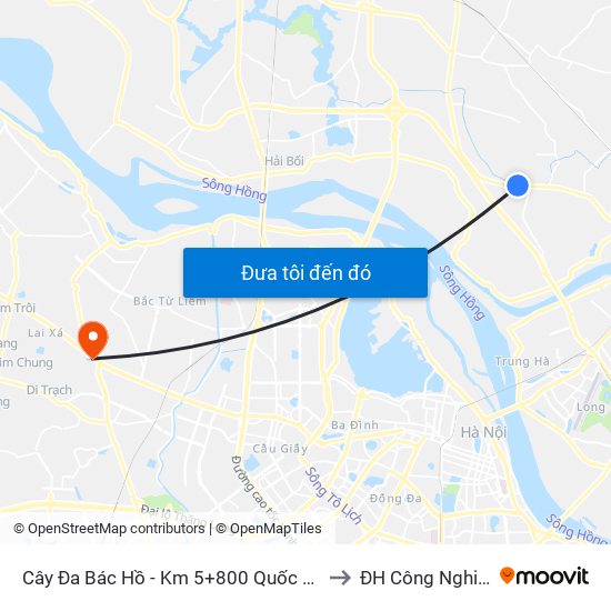 Cây Đa Bác Hồ - Km 5+800 Quốc Lộ 3 to ĐH Công Nghiệp map