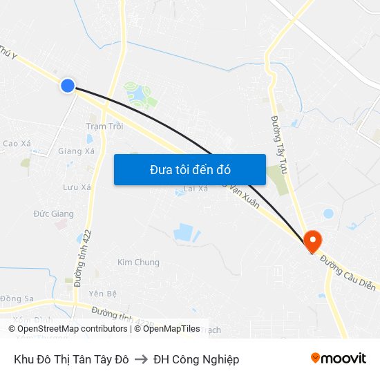 Khu Đô Thị Tân Tây Đô to ĐH Công Nghiệp map