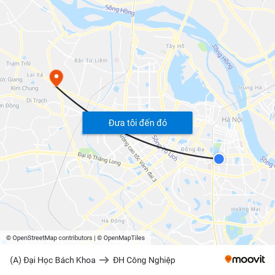 (A) Đại Học Bách Khoa to ĐH Công Nghiệp map