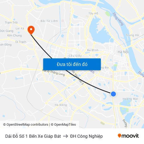 Dải Đỗ Số 1 Bến Xe Giáp Bát to ĐH Công Nghiệp map