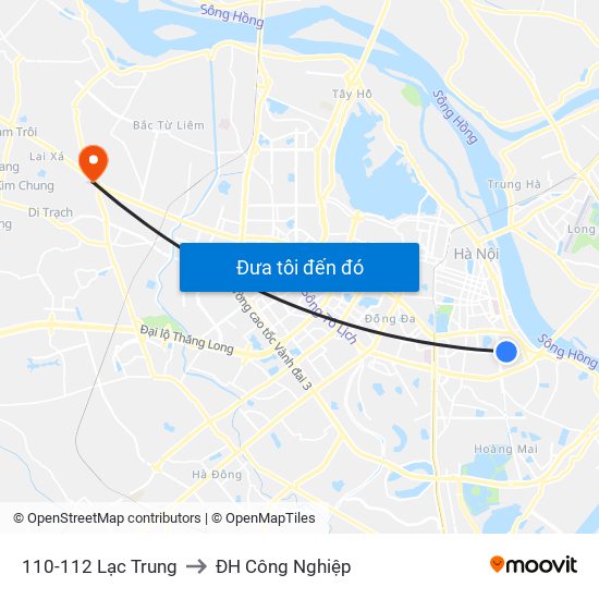 110-112 Lạc Trung to ĐH Công Nghiệp map