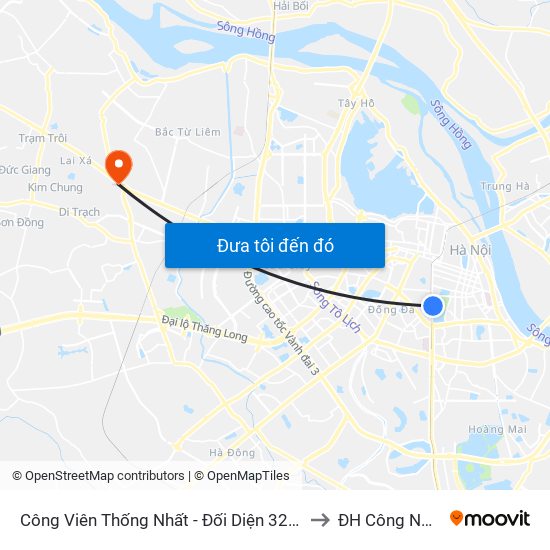 Công Viên Thống Nhất - Đối Diện 326 Lê Duẩn to ĐH Công Nghiệp map