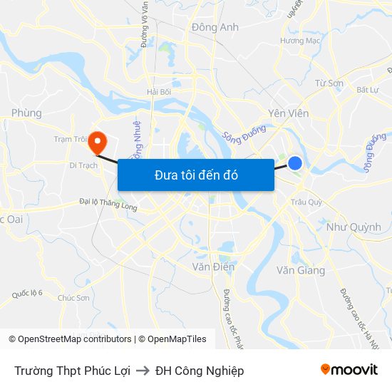 Trường Thpt Phúc Lợi to ĐH Công Nghiệp map