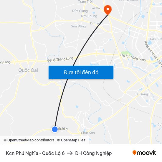 Kcn Phú Nghĩa - Quốc Lộ 6 to ĐH Công Nghiệp map