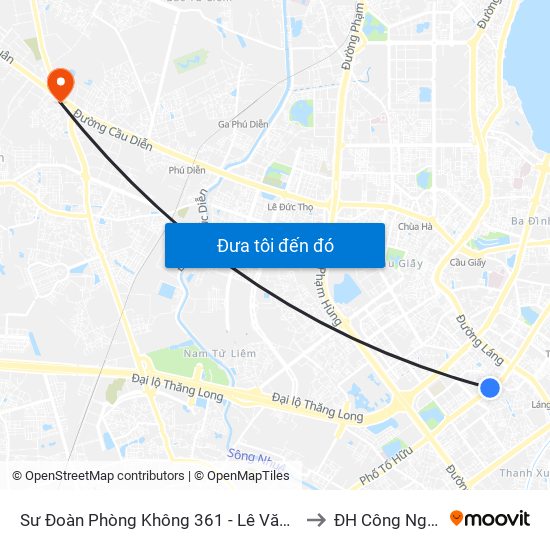 Sư Đoàn Phòng Không 361 - Lê Văn Lương to ĐH Công Nghiệp map
