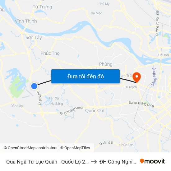 Qua Ngã Tư Lục Quân - Quốc Lộ 21a to ĐH Công Nghiệp map