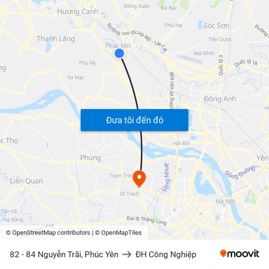 82 - 84 Nguyễn Trãi, Phúc Yên to ĐH Công Nghiệp map