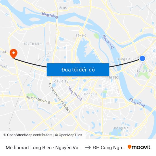 Mediamart Long Biên - Nguyễn Văn Linh to ĐH Công Nghiệp map