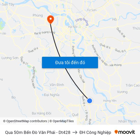 Qua 50m Bến Đò Văn Phái - Dt428 to ĐH Công Nghiệp map