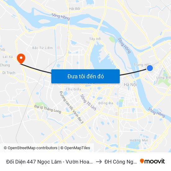 Đối Diện 447 Ngọc Lâm - Vườn Hoa Gia Lâm to ĐH Công Nghiệp map