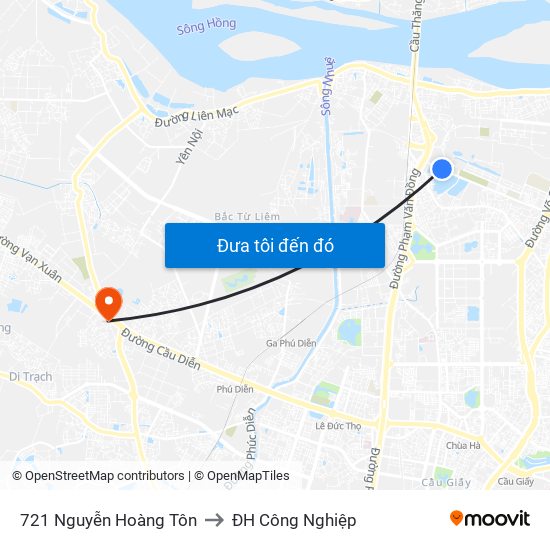 721 Nguyễn Hoàng Tôn to ĐH Công Nghiệp map