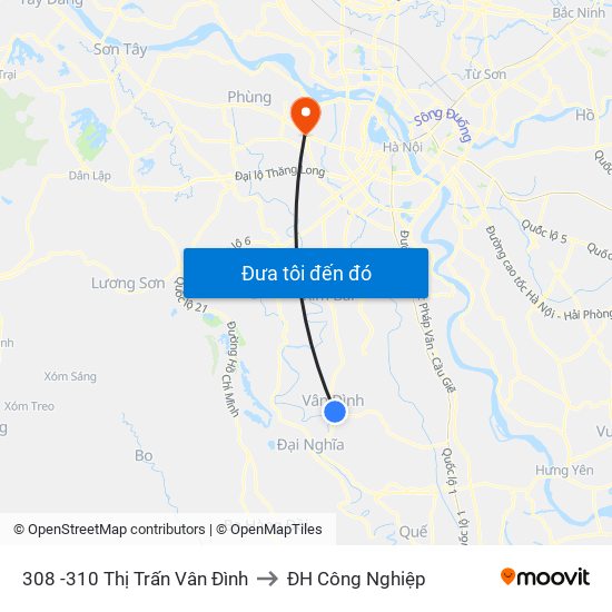 308 -310 Thị Trấn Vân Đình to ĐH Công Nghiệp map