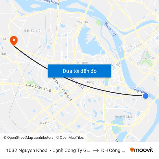 1032 Nguyễn Khoái - Cạnh Công Ty Gốm Sứ Thanh Trì to ĐH Công Nghiệp map