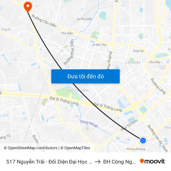 517 Nguyễn Trãi - Đối Diện Đại Học Hà Nội to ĐH Công Nghiệp map