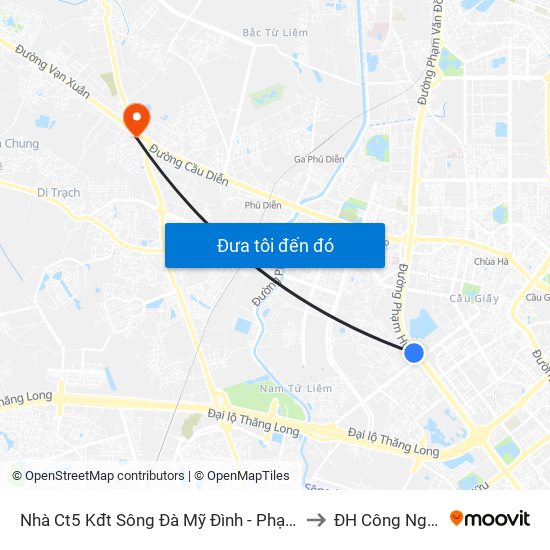 Nhà Ct5 Kđt Sông Đà Mỹ Đình - Phạm Hùng to ĐH Công Nghiệp map