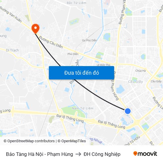 Bảo Tàng Hà Nội - Phạm Hùng to ĐH Công Nghiệp map