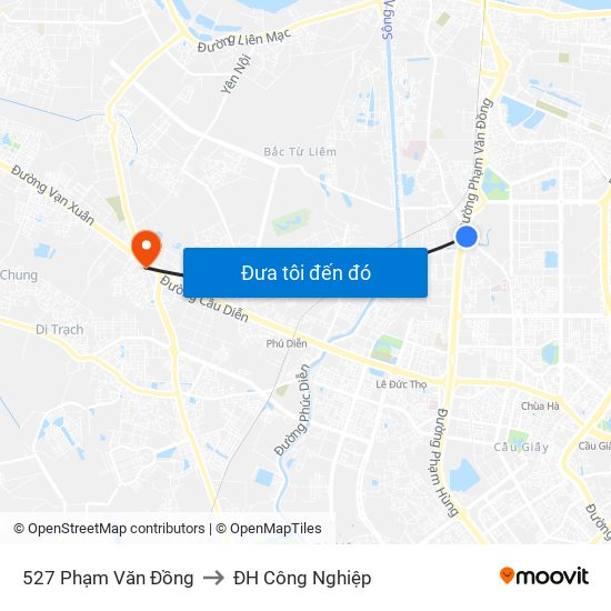 527 Phạm Văn Đồng to ĐH Công Nghiệp map