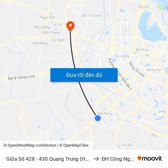 Giữa Số 428 - 430 Quang Trung (Hà Đông) to ĐH Công Nghiệp map