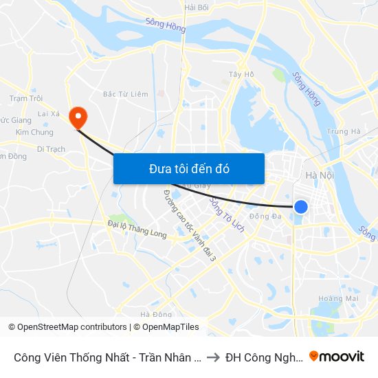 Công Viên Thống Nhất - Trần Nhân Tông to ĐH Công Nghiệp map