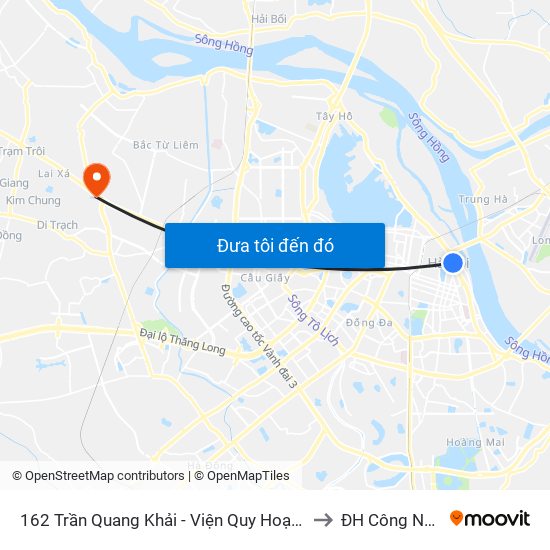 162 Trần Quang Khải - Viện Quy Hoạch Thủy Lợi to ĐH Công Nghiệp map
