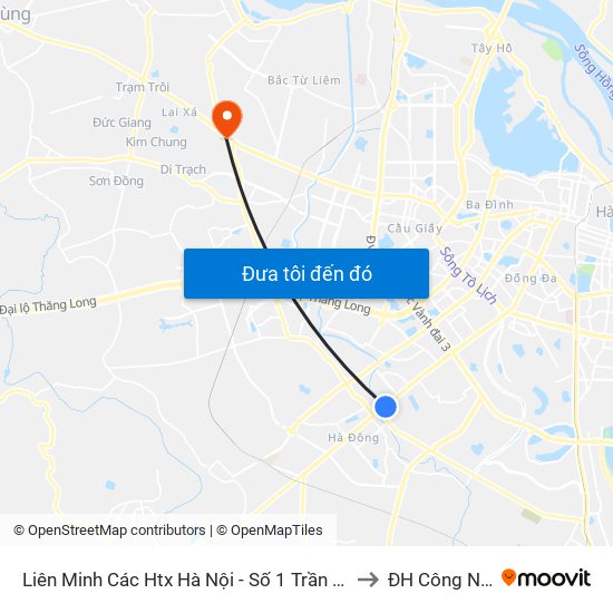 Liên Minh Các Htx Hà Nội - Số 1 Trần Phú (Hà Đông) to ĐH Công Nghiệp map