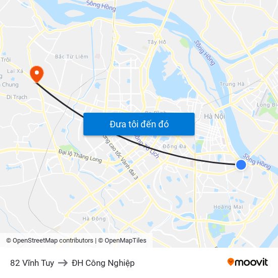 82 Vĩnh Tuy to ĐH Công Nghiệp map