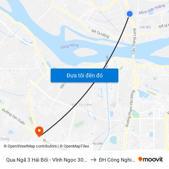 Qua Ngã 3 Hải Bối - Vĩnh Ngọc 300m to ĐH Công Nghiệp map