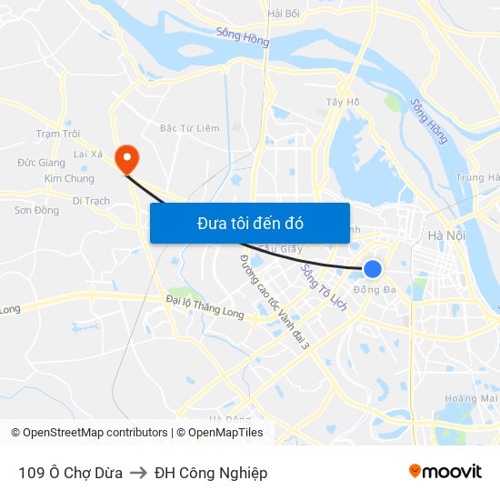 109 Ô Chợ Dừa to ĐH Công Nghiệp map