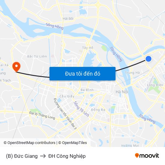 (B) Đức Giang to ĐH Công Nghiệp map