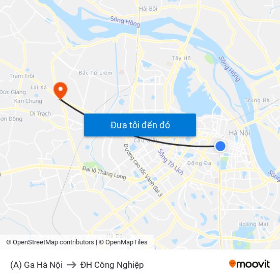 (A) Ga Hà Nội to ĐH Công Nghiệp map