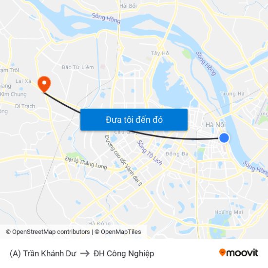 (A) Trần Khánh Dư to ĐH Công Nghiệp map