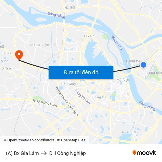 (A) Bx Gia Lâm to ĐH Công Nghiệp map