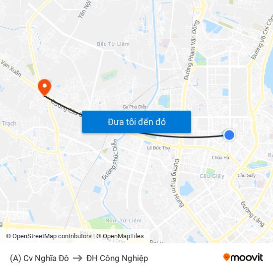 (A) Cv Nghĩa Đô to ĐH Công Nghiệp map