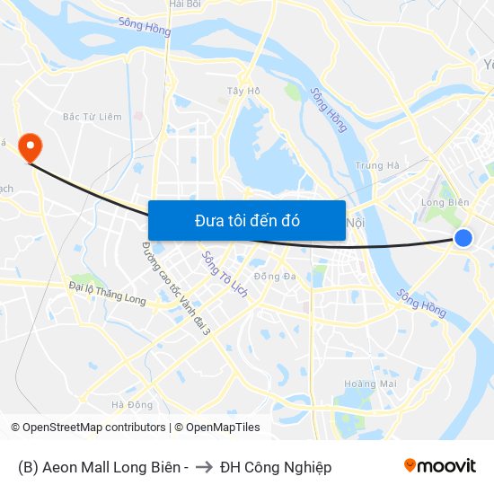 (B) Aeon Mall Long Biên - to ĐH Công Nghiệp map