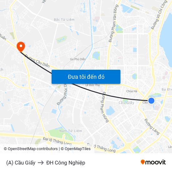 (A) Cầu Giấy to ĐH Công Nghiệp map