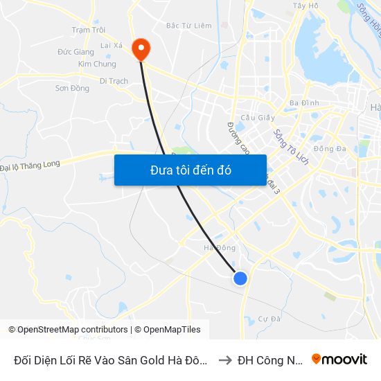 Đối Diện Lối Rẽ Vào Sân Gold Hà Đông - Văn Phú to ĐH Công Nghiệp map