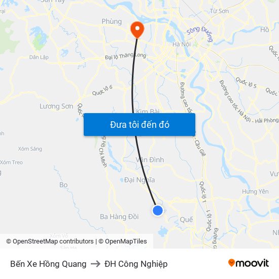 Bến Xe Hồng Quang to ĐH Công Nghiệp map