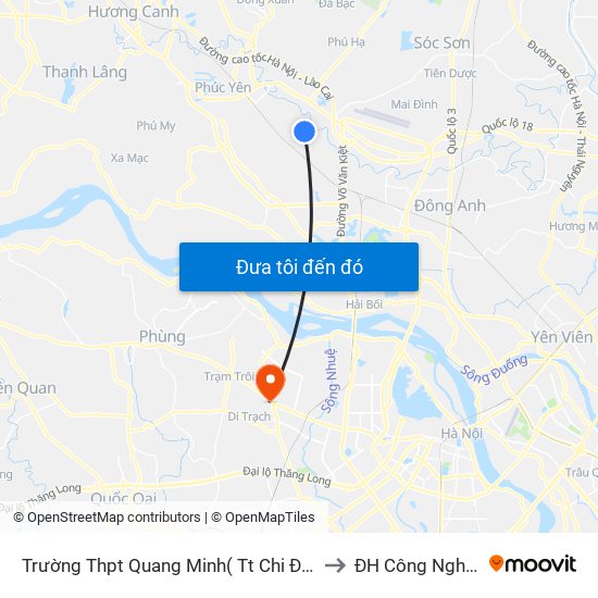 Trường Thpt Quang Minh( Tt Chi Đông) to ĐH Công Nghiệp map