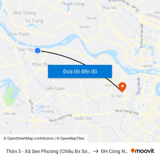 Thôn 3 - Xã Sen Phương  (Chiều Bx Sơn Tây - Phùng) to ĐH Công Nghiệp map
