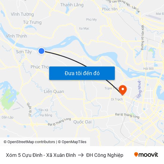 Xóm 5 Cựu Đình - Xã Xuân Đình to ĐH Công Nghiệp map