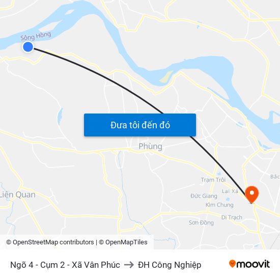 Ngõ 4 - Cụm 2 - Xã Vân Phúc to ĐH Công Nghiệp map