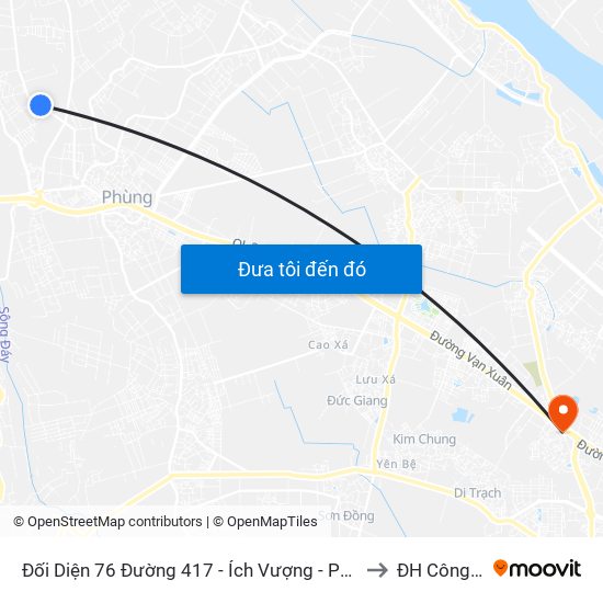 Đói Diện 76 Đường 417 - Ích Vượng - Phương Đình - Đan Phượng to ĐH Công Nghiệp map