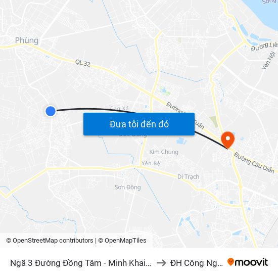 Ngã 3 Đường Đồng Tâm - Minh Khai, Cát Quế to ĐH Công Nghiệp map