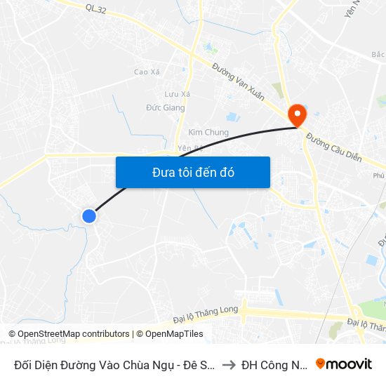 Đối Diện Đường Vào Chùa Ngụ - Đê Song Phương to ĐH Công Nghiệp map